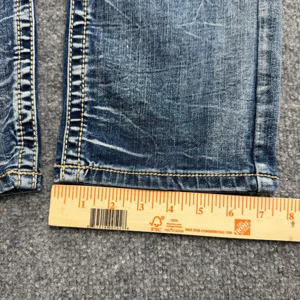 True Luck Jeans Men's 32x30 Medium Wash Straight Leg Distressed Denim Y2K